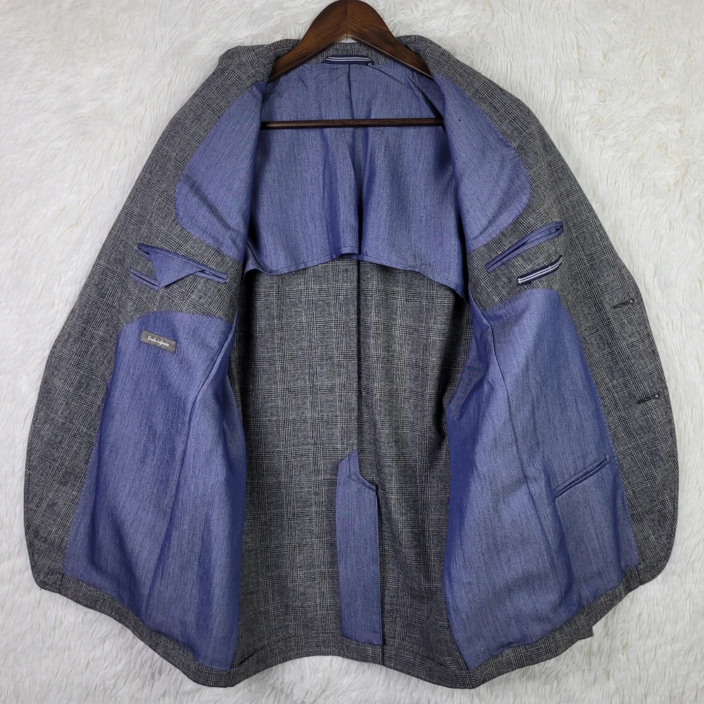 Emile Lafaurie 40R Gray Glen‎ Plaid Wool Blend Blazer Sport Coat Classic Office